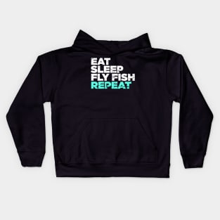 Eat, Sleep, Fly Fish, Repeat | Funny Fly Fishing Graphic Kids Hoodie